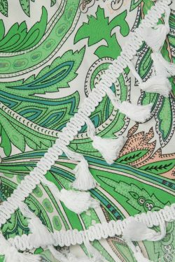 Coquette Aesthetic Paisley Print Tassel Hem Shorts