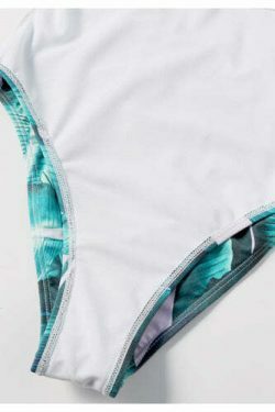 Coquette Aesthetic Palm Leaf Print Underwire Swimsuit