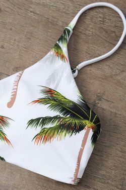 Coquette Aesthetic Palm Tree Print High Waisted Bikini Set
