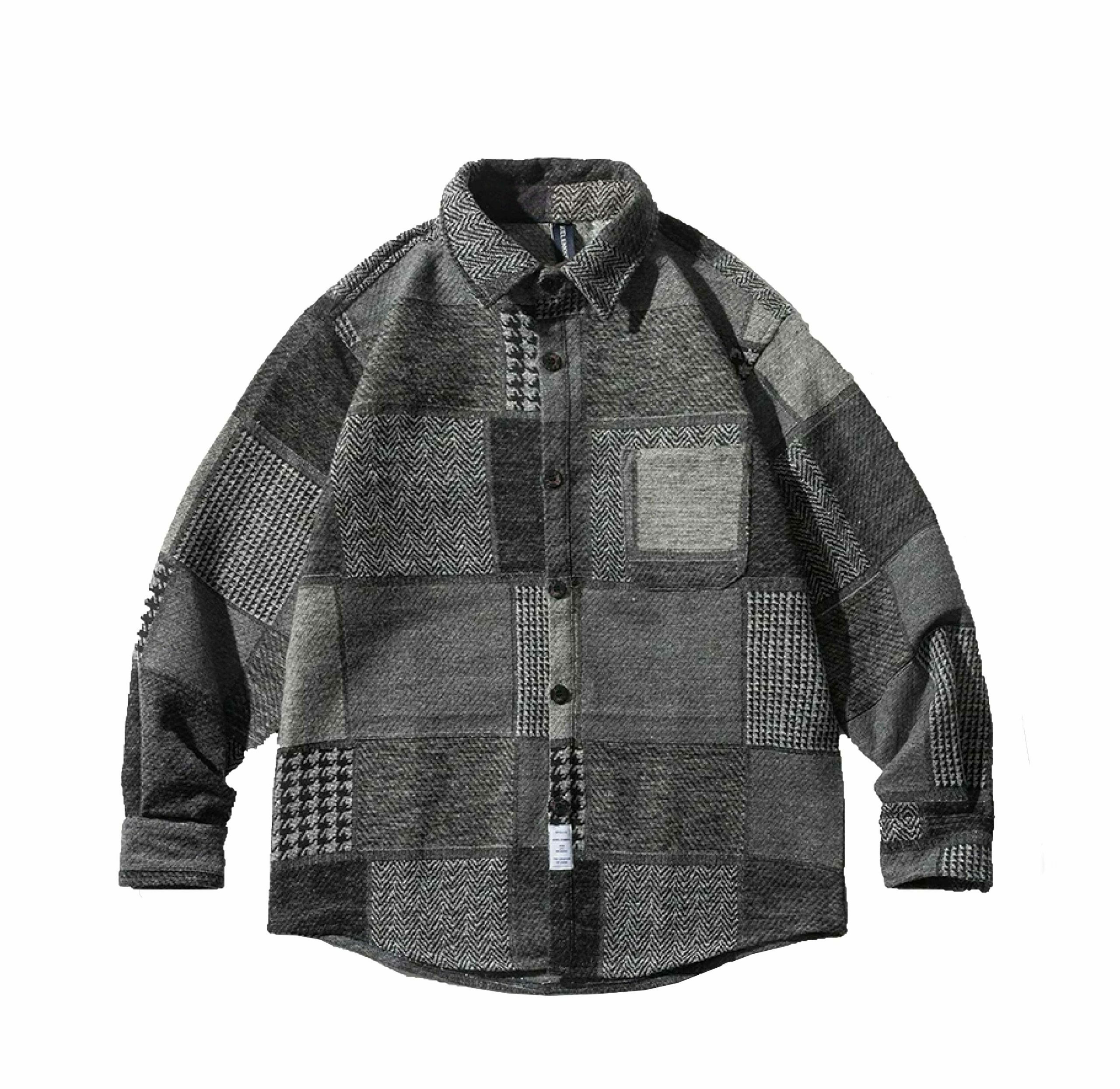 Coquette Aesthetic Patchwork Overshirt: Y2K Fashion with Grunge Style, Cute Tops, Pastel Goth Coquette Aesthetic Patchwork Overshirt: Y2K Fashion with Grunge Style, Cute Tops, Pastel Goth