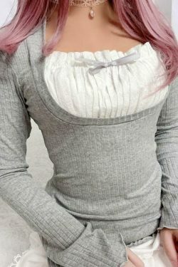 Coquette Aesthetic Patchwork Pleat Fungus Hoodie