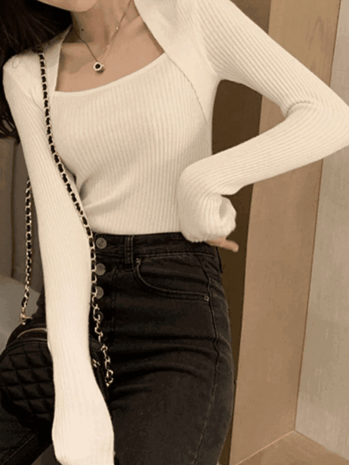 Coquette Aesthetic Patchwork Rib Knit Sweater - Y2K Fashion - Grunge Style - Cute Tops & Cargo Skirt