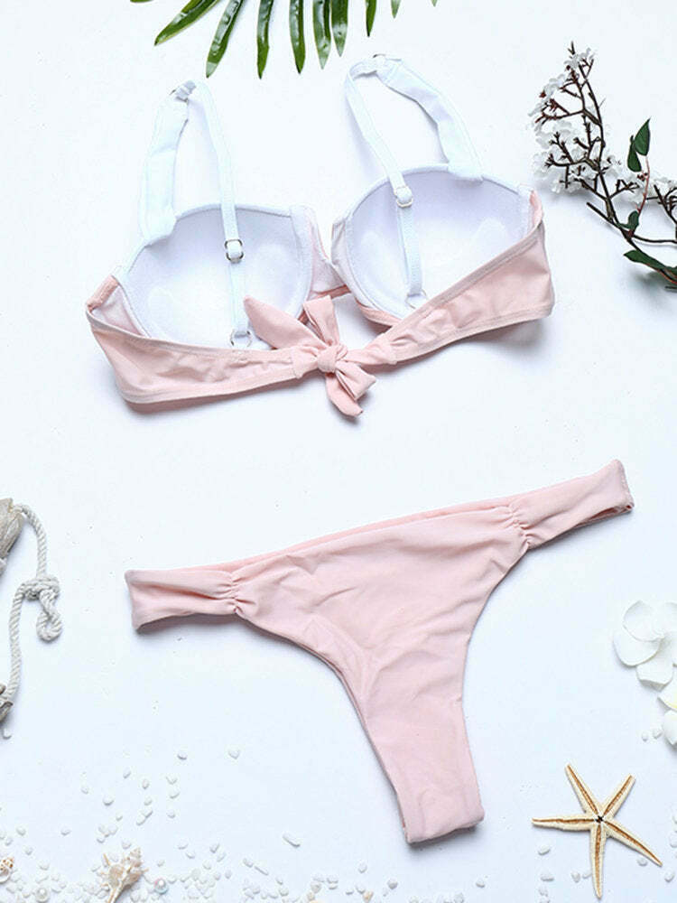 Coquette Aesthetic Patchwork Thong Ruffled Bikini - Y2K Fashion Swimwear Coquette Aesthetic Patchwork Thong Ruffled Bikini - Y2K Fashion Swimwear