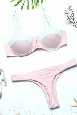 Coquette Aesthetic Patchwork Thong Ruffled Bikini - Y2K Fashion Swimwear