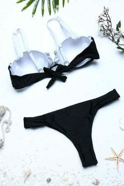 Coquette Aesthetic Patchwork Thong Ruffled Bikini - Y2K Fashion Swimwear