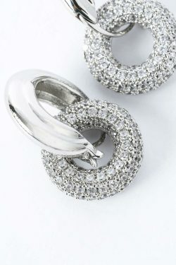 Coquette Aesthetic Pave Interlock Hoop Earrings - Y2K Fashion Jewelry Statement Piece