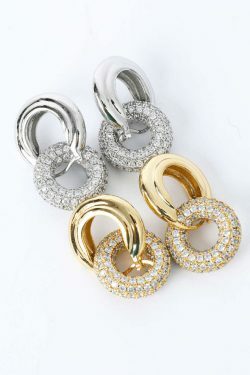 Coquette Aesthetic Pave Interlock Hoop Earrings - Y2K Fashion Jewelry Statement Piece