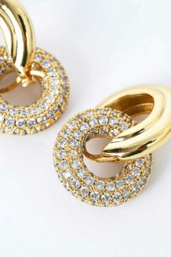Coquette Aesthetic Pave Interlock Hoop Earrings - Y2K Fashion Jewelry Statement Piece
