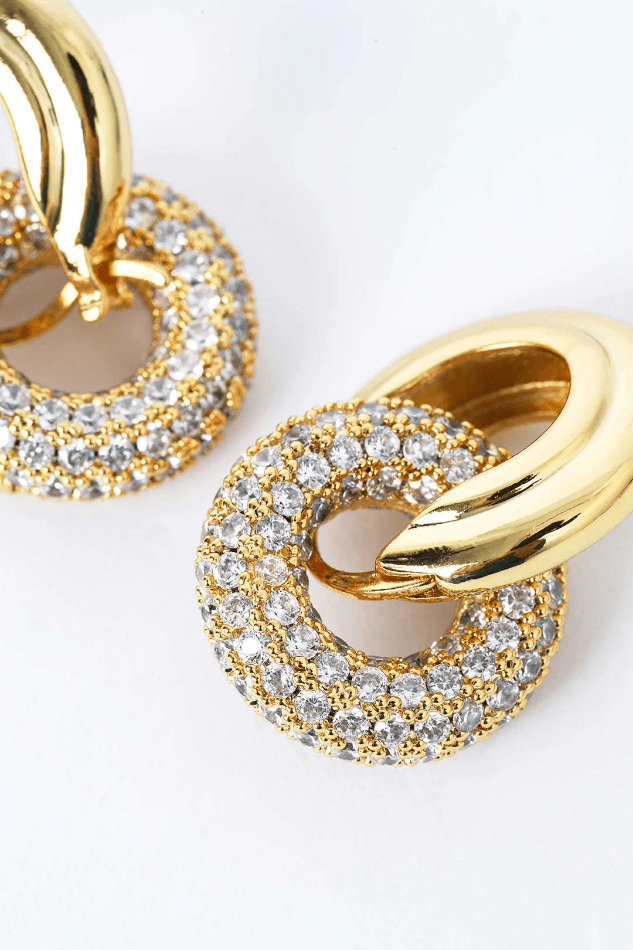 Coquette Aesthetic Pave Interlock Hoop Earrings - Y2K Fashion Jewelry Statement Piece Coquette Aesthetic Pave Interlock Hoop Earrings - Y2K Fashion Jewelry Statement Piece