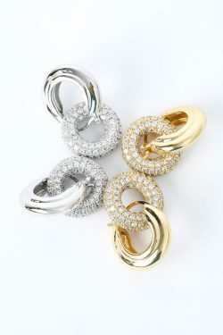 Coquette Aesthetic Pave Interlock Hoop Earrings - Y2K Fashion Jewelry Statement Piece