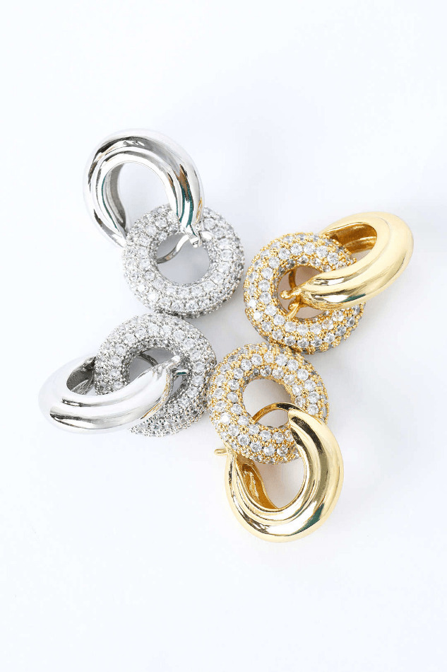 Coquette Aesthetic Pave Interlock Hoop Earrings - Y2K Fashion Jewelry Statement Piece Coquette Aesthetic Pave Interlock Hoop Earrings - Y2K Fashion Jewelry Statement Piece