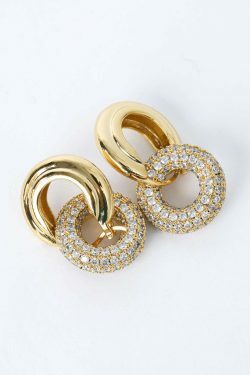 Coquette Aesthetic Pave Interlock Hoop Earrings - Y2K Fashion Jewelry Statement Piece