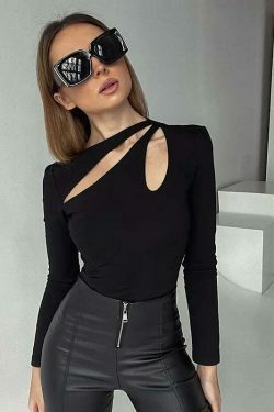 Coquette Aesthetic Peekaboo Slim Hollow Tee - Y2K Fashion Top for Women