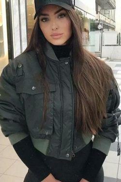 Coquette Aesthetic Pine Groove Bomber Jacket - Y2K Fashion Women's Outerwear