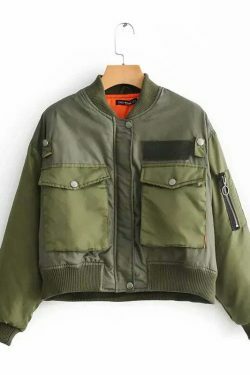 Coquette Aesthetic Pine Groove Bomber Jacket - Y2K Fashion Women's Outerwear