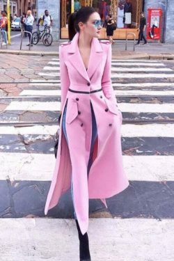Coquette Aesthetic Pink Coat: Y2K Style Mid-Length Outerwear
