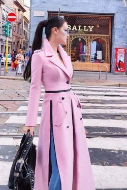 Coquette Aesthetic Pink Coat: Y2K Style Mid-Length Outerwear