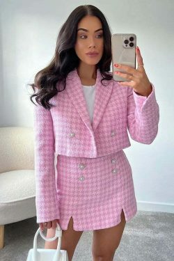 Coquette Aesthetic Pink Tartan Set - Y2K Fashion Outfit for Women