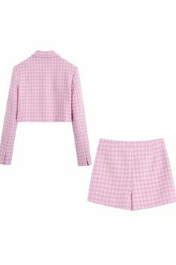 Coquette Aesthetic Pink Tartan Set - Y2K Fashion Outfit for Women