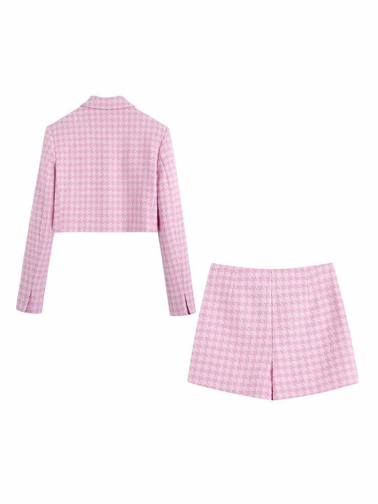 Coquette Aesthetic Pink Tartan Set - Y2K Fashion Outfit for Women