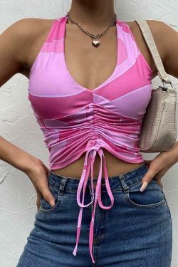 Coquette Aesthetic Pink Top with Y2K Style and Grunge Vibes