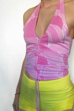 Coquette Aesthetic Pink Top with Y2K Style and Grunge Vibes