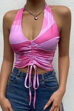 Coquette Aesthetic Pink Top with Y2K Style and Grunge Vibes