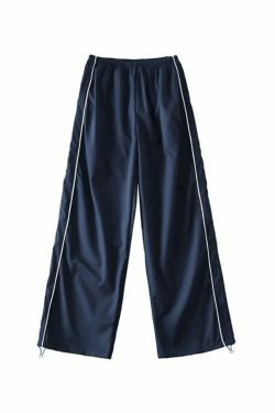 Coquette Aesthetic Piping Detail Wide Leg Track Pants