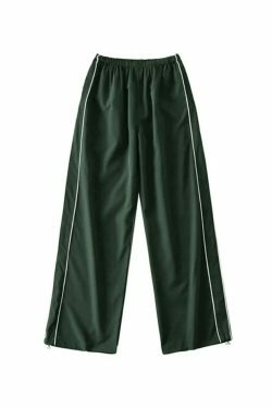 Coquette Aesthetic Piping Detail Wide Leg Track Pants
