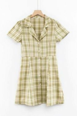 Coquette Aesthetic Plaid Dress - Y2K Fashion Outfit with Grunge Style and Pastel Goth Vibes