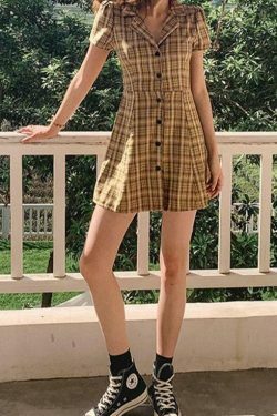 Coquette Aesthetic Plaid Dress - Y2K Fashion Outfit with Grunge Style and Pastel Goth Vibes