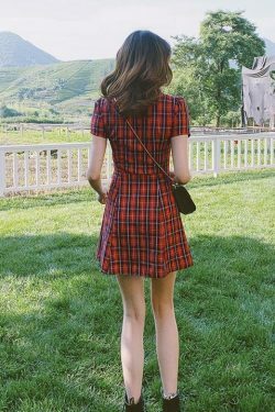 Coquette Aesthetic Plaid Dress - Y2K Fashion Outfit with Grunge Style and Pastel Goth Vibes