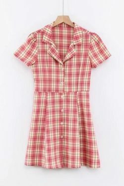 Coquette Aesthetic Plaid Dress - Y2K Fashion Outfit with Grunge Style and Pastel Goth Vibes