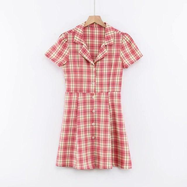 Coquette Aesthetic Plaid Dress - Y2K Fashion Outfit with Grunge Style and Pastel Goth Vibes