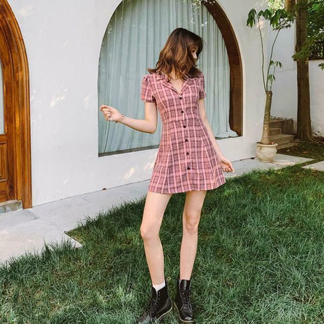 Coquette Aesthetic Plaid Dress - Y2K Fashion Outfit with Grunge Style and Pastel Goth Vibes