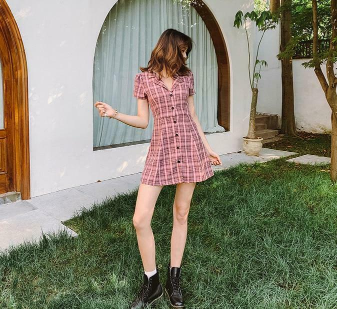Coquette Aesthetic Plaid Dress - Y2K Fashion Outfit with Grunge Style and Pastel Goth Vibes