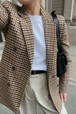 Coquette Aesthetic Plaid Harmony Coat - Y2K Fashion Grunge Style Cute Tops & Cargo Skirt