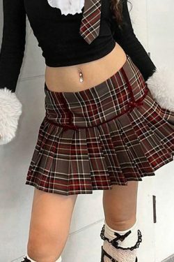 Coquette Aesthetic Plaid Mini Skirt with Bow Detail