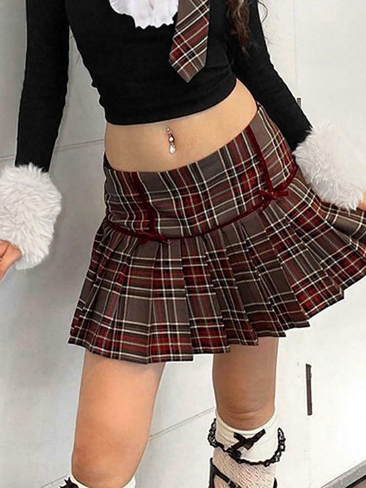 Coquette Aesthetic Plaid Mini Skirt with Bow Detail Coquette Aesthetic Plaid Mini Skirt with Bow Detail