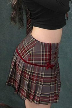 Coquette Aesthetic Plaid Mini Skirt with Bow Detail