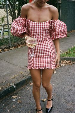 Coquette Aesthetic Plaid Puff Sleeve Dress - Y2K Fashion Statement for Women