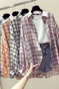 Coquette Aesthetic Plaid Shirt - Y2K Fashion Women's Grunge Style Top