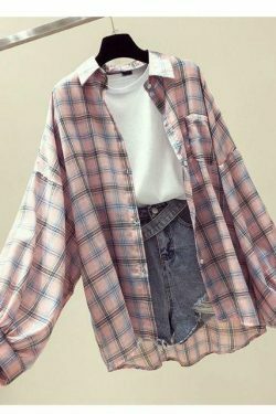 Coquette Aesthetic Plaid Shirt - Y2K Fashion Women's Grunge Style Top