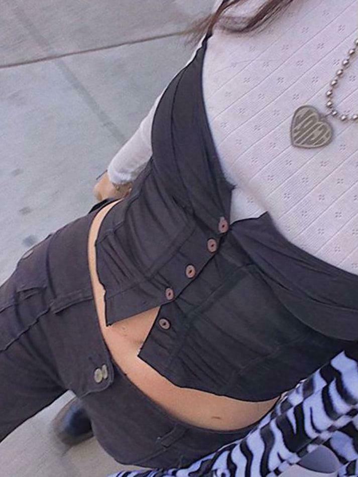 Coquette Aesthetic Plain Button-Up Crop Cami Top in Y2K Fashion Style Coquette Aesthetic Plain Button-Up Crop Cami Top in Y2K Fashion Style