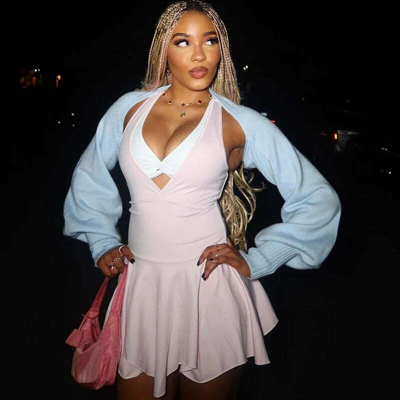 Coquette Aesthetic Pleat Sway Mini Dress - Y2K Fashion Women's Clothing Coquette Aesthetic Pleat Sway Mini Dress - Y2K Fashion Women's Clothing