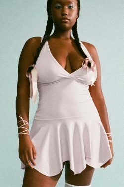 Coquette Aesthetic Pleat Sway Mini Dress - Y2K Fashion Women's Clothing