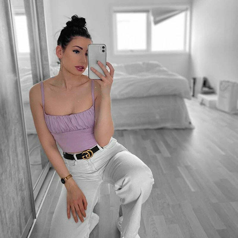 Coquette Aesthetic Pleated Cami: Y2K Fashion Top - Grunge Style, Pastel Goth, Cute Tops, Cargo Skirt Coquette Aesthetic Pleated Cami: Y2K Fashion Top - Grunge Style, Pastel Goth, Cute Tops, Cargo Skirt