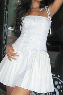 Coquette Aesthetic Pleated Corset Dress for Women - Y2K Fashion Statement Piece