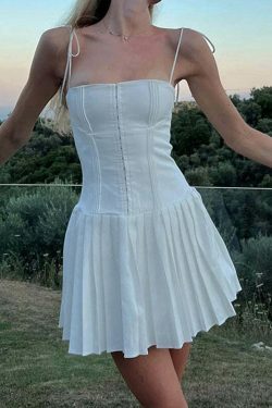 Coquette Aesthetic Pleated Corset Dress for Women - Y2K Fashion Statement Piece