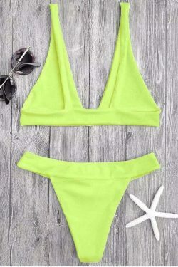 Coquette Aesthetic Plunge Bikini Set with High Cut Bottoms
